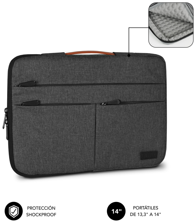 FUNDA PORTATIL SUBBLIM AIR PADDING 360 SLEEVE 13,3-14" DARK GREY - detalle
