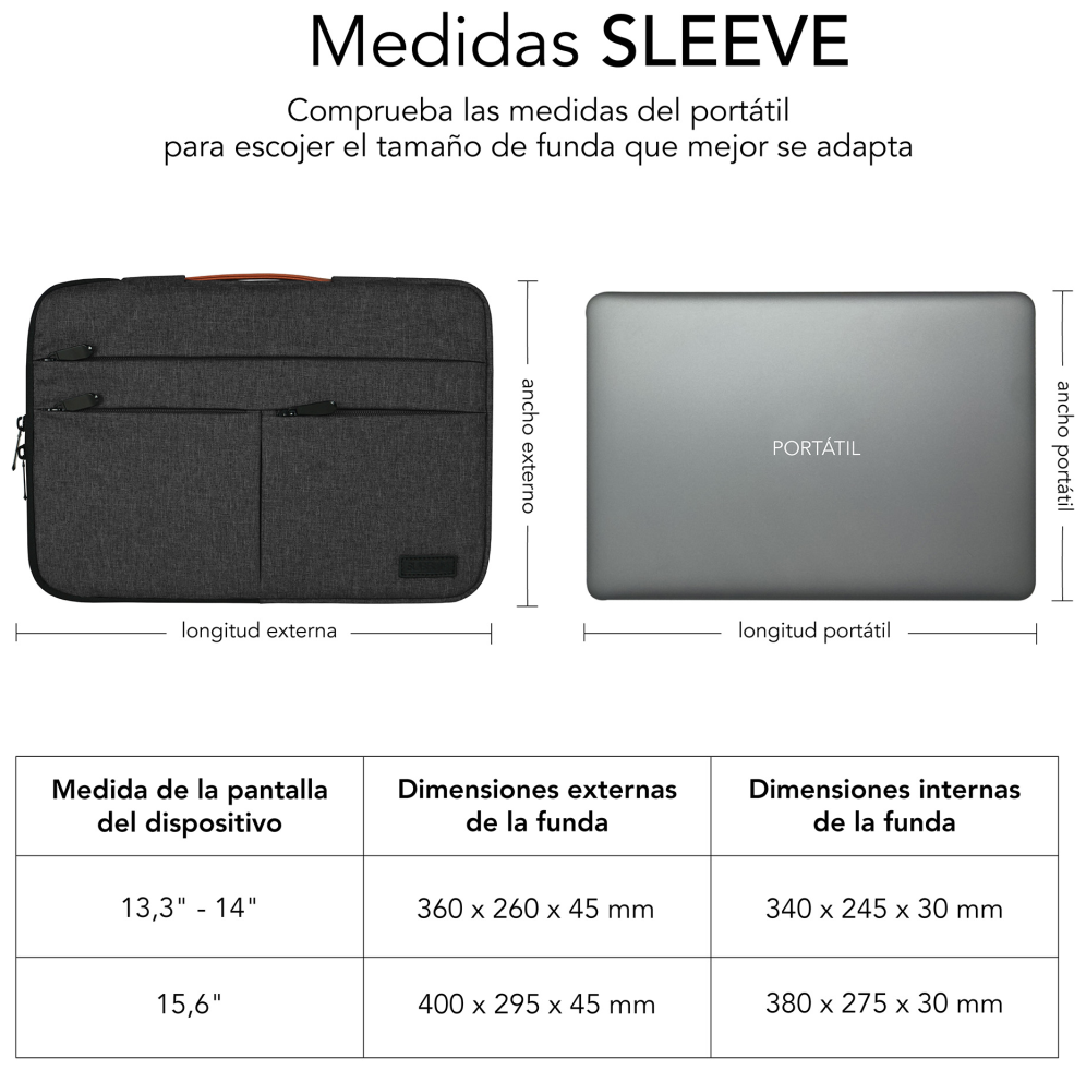 FUNDA PORTATIL SUBBLIM AIR PADDING 360 SLEEVE 13,3-14" DARK GREY - detalle