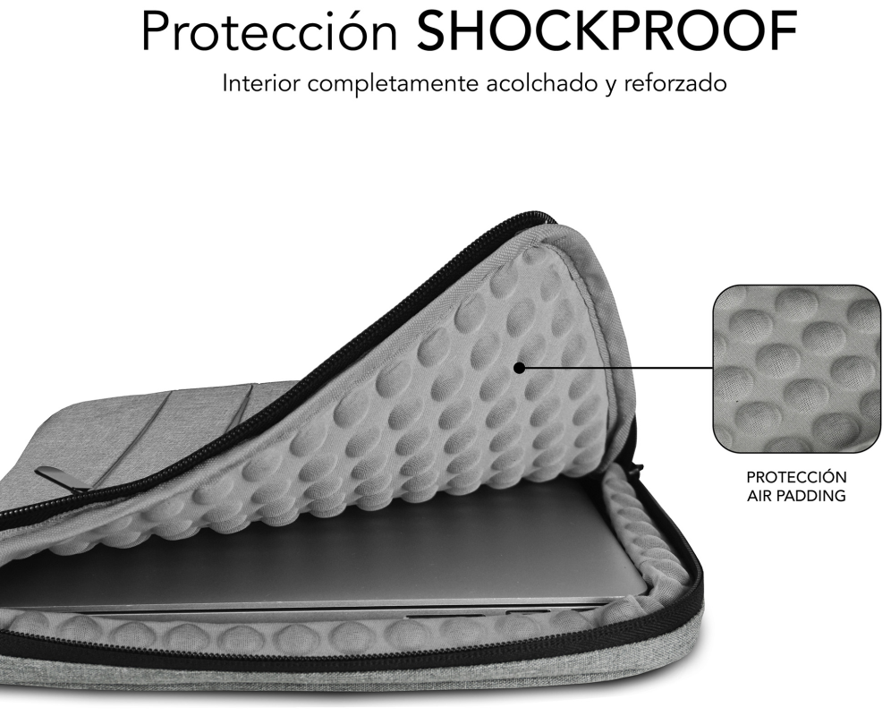 FUNDA PORTATIL SUBBLIM AIR PADDING 360 SLEEVE 13,3-14" LIGHT GREY - detalle