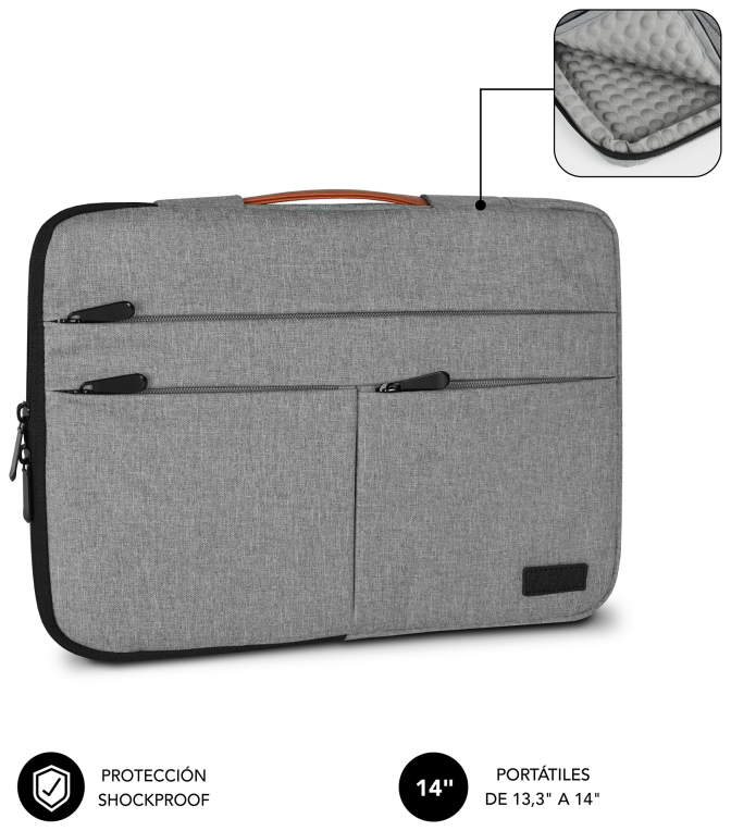 FUNDA PORTATIL SUBBLIM AIR PADDING 360 SLEEVE 13,3-14" LIGHT GREY - detalle