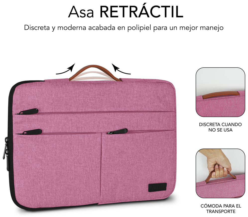 FUNDA PORTATIL SUBBLIM AIR PADDING 360 SLEEVE 13,3-14" PINK - detalle