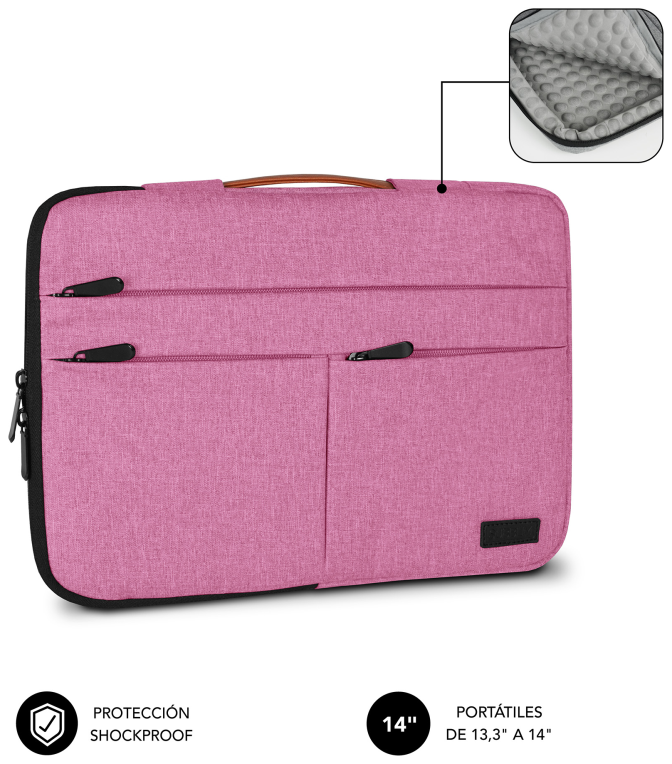 FUNDA PORTATIL SUBBLIM AIR PADDING 360 SLEEVE 13,3-14" PINK - detalle