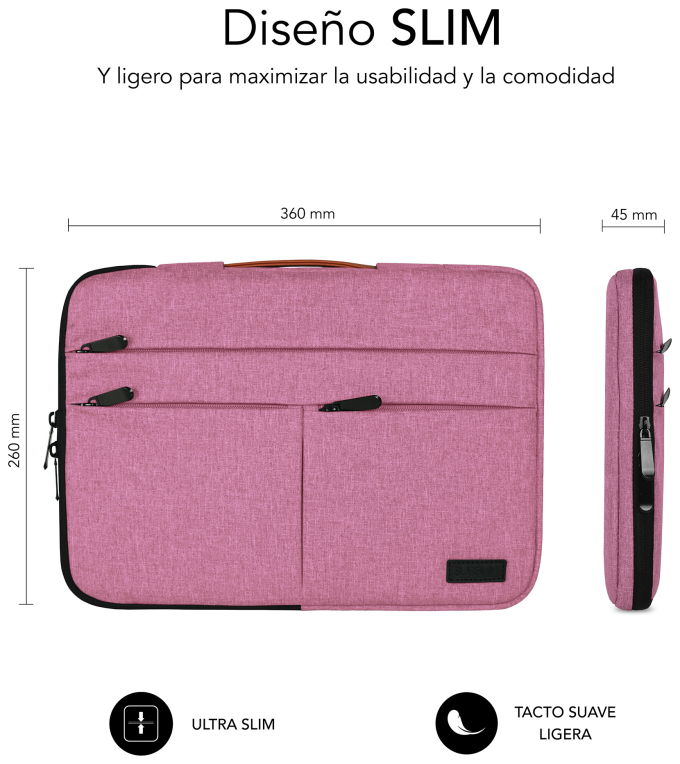 FUNDA PORTATIL SUBBLIM AIR PADDING 360 SLEEVE 13,3-14" PINK - detalle