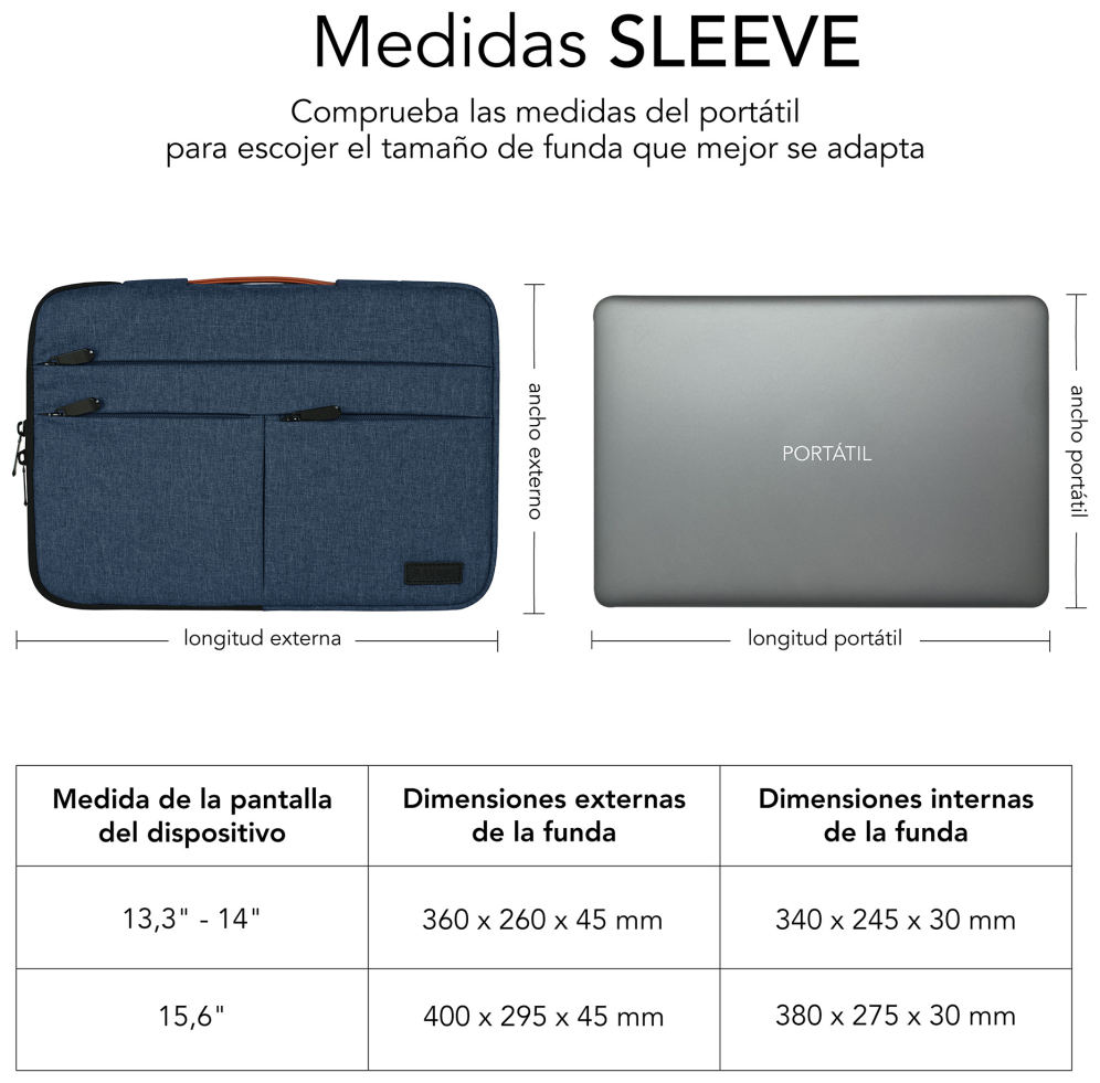 FUNDA PORTATIL SUBBLIM AIR PADDING 360 SLEEVE 15,6" BLUE - detalle