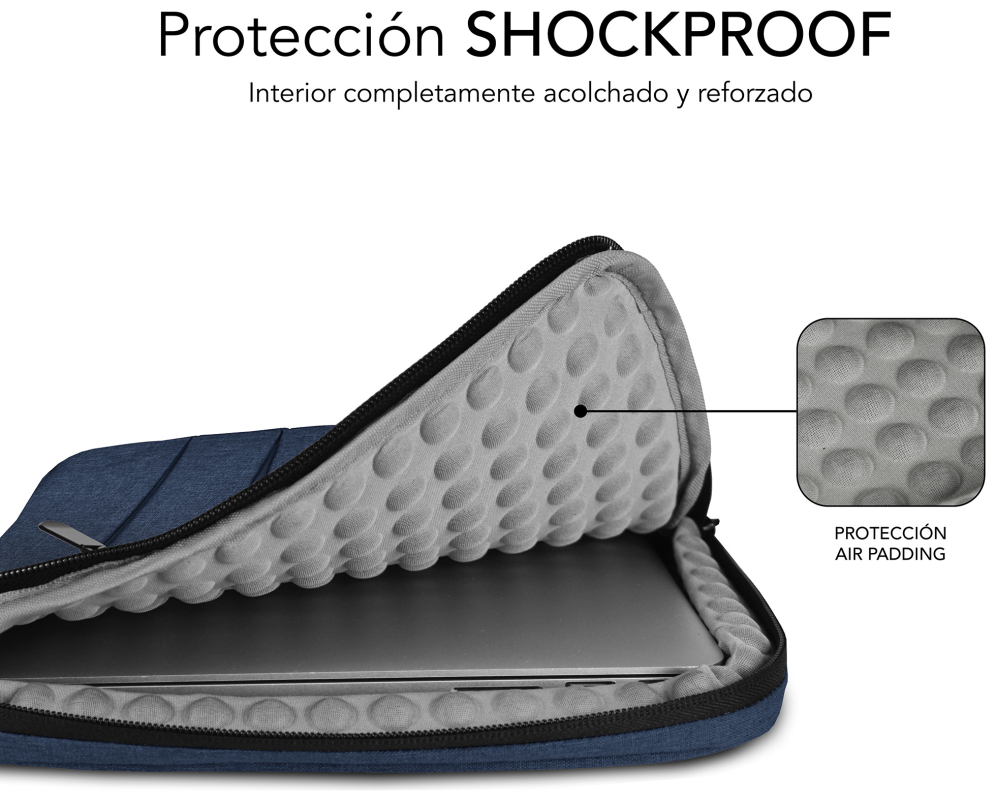 FUNDA PORTATIL SUBBLIM AIR PADDING 360 SLEEVE 15,6" BLUE - detalle