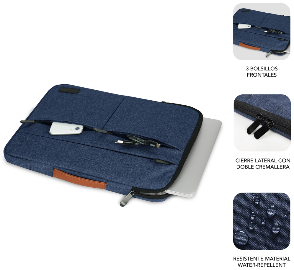 FUNDA PORTATIL SUBBLIM AIR PADDING 360 SLEEVE 15,6" BLUE - detalle