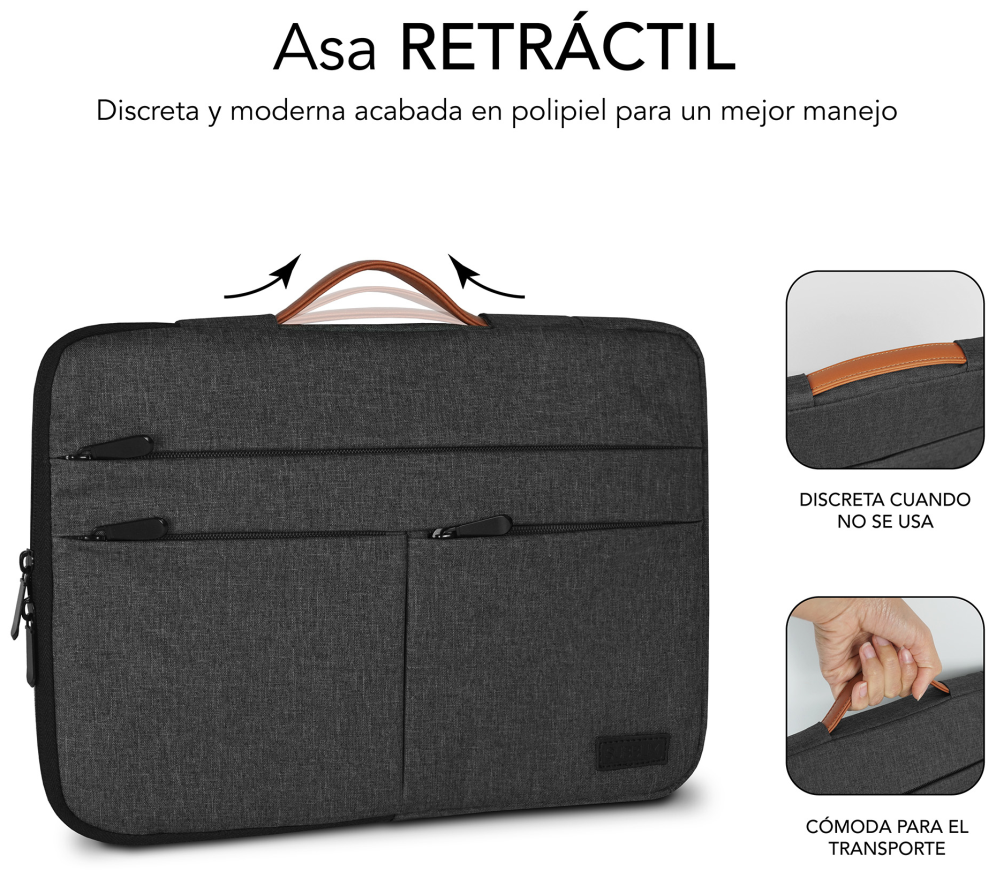 FUNDA PORTATIL SUBBLIM AIR PADDING 360 SLEEVE 15,6" DARK GREY - detalle