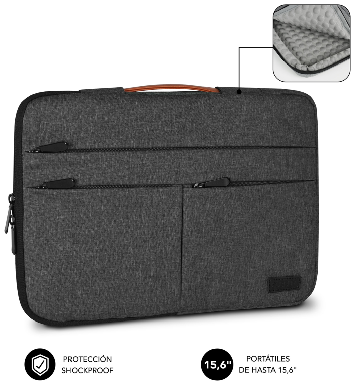 FUNDA PORTATIL SUBBLIM AIR PADDING 360 SLEEVE 15,6" DARK GREY - detalle