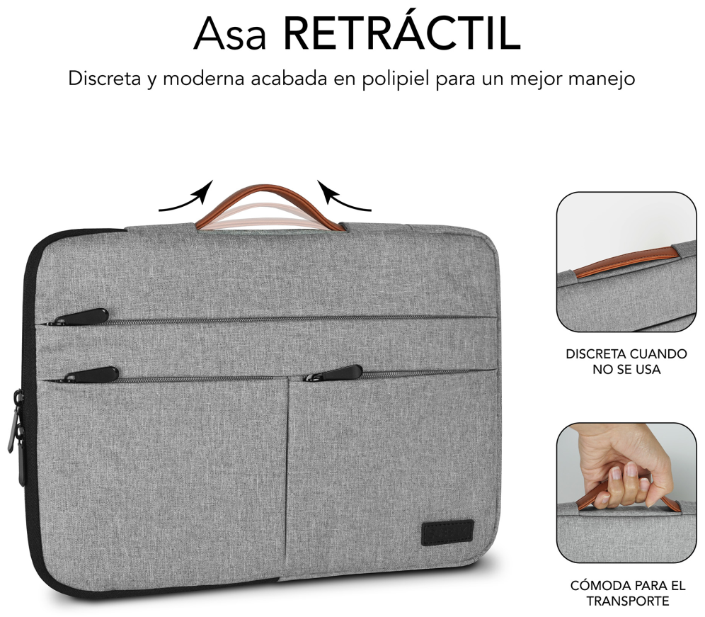 FUNDA PORTATIL SUBBLIM AIR PADDING 360 SLEEVE 15,6" LIGHT GREY - detalle