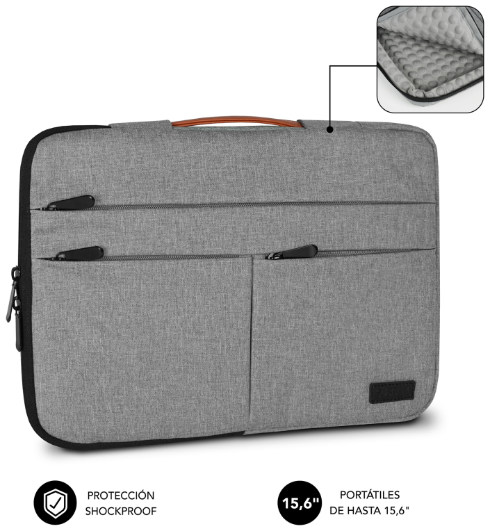 FUNDA PORTATIL SUBBLIM AIR PADDING 360 SLEEVE 15,6" LIGHT GREY - detalle