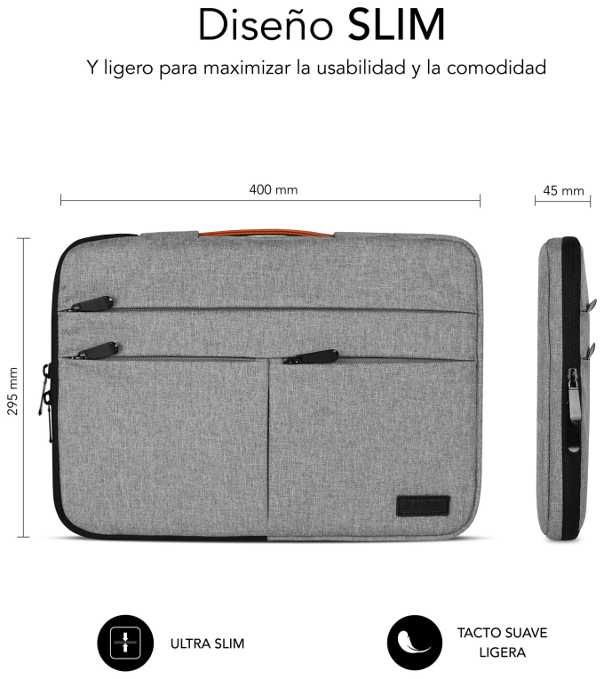 FUNDA PORTATIL SUBBLIM AIR PADDING 360 SLEEVE 15,6" LIGHT GREY - detalle