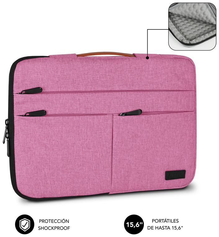 FUNDA PORTATIL SUBBLIM AIR PADDING 360 SLEEVE 15,6" PINK - detalle