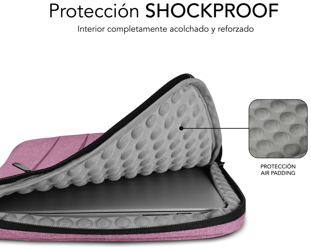 FUNDA PORTATIL SUBBLIM AIR PADDING 360 SLEEVE 15,6" PINK - detalle