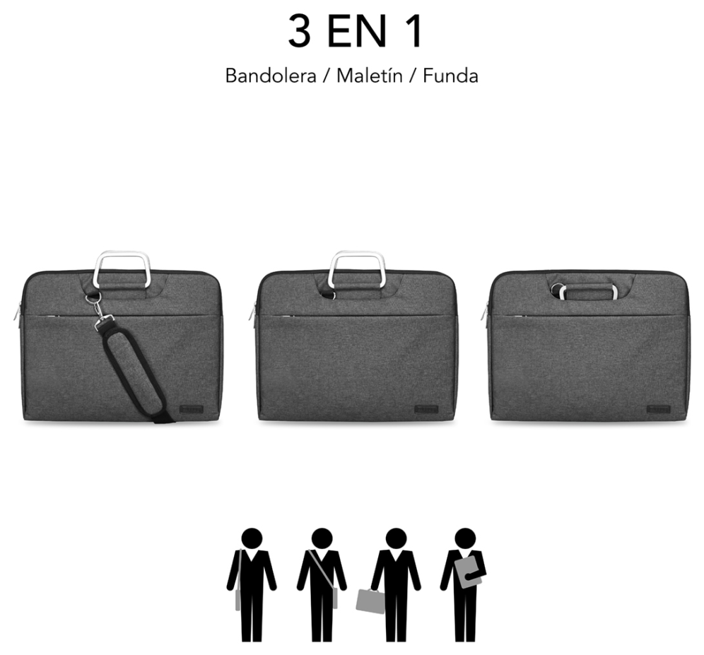 FUNDA PORTATIL SUBBLIM BUSINESS LAPTOP SLEEVE 15,6" GREY - detalle