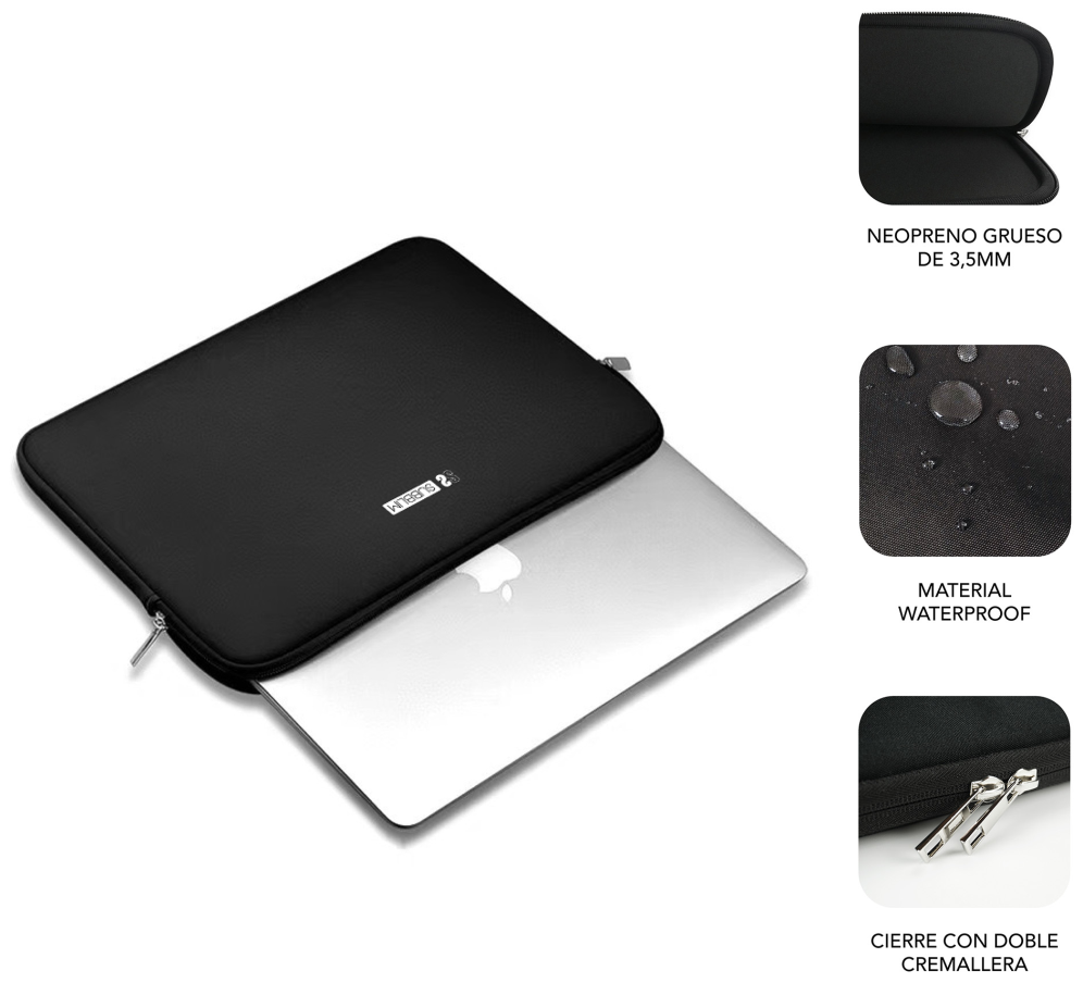 FUNDA PORTATIL SUBBLIM BUSINESS LAPTOP SLEEVE NEOPRENE V2 13,3-14" BLACK - detalle