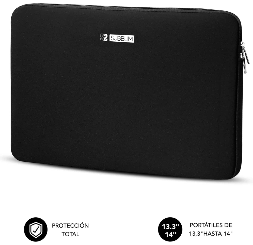 FUNDA PORTATIL SUBBLIM BUSINESS LAPTOP SLEEVE NEOPRENE V2 13,3-14" BLACK - detalle
