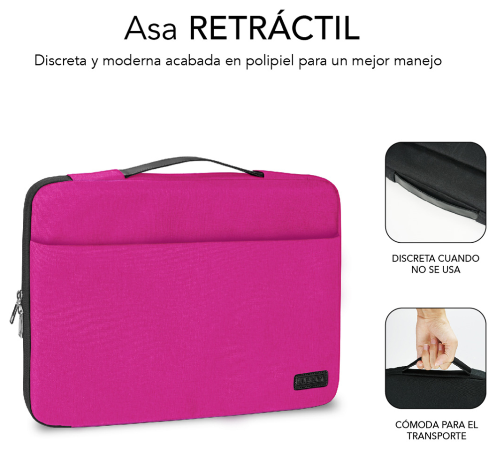 FUNDA PORTATIL SUBBLIM ELEGANT LAPTOP SLEEVE 15,6" PINK - detalle