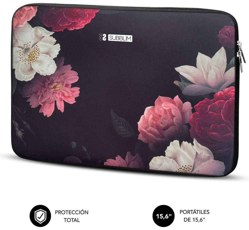 FUNDA PORTATIL SUBBLIM TRENDY SLEEVE NEO FLOWERS 15,6" - detalle