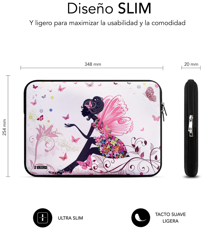 FUNDA PORTATIL SUBBLIM TRENDY SLEEVE NEO HADA 13,3-14" - detalle