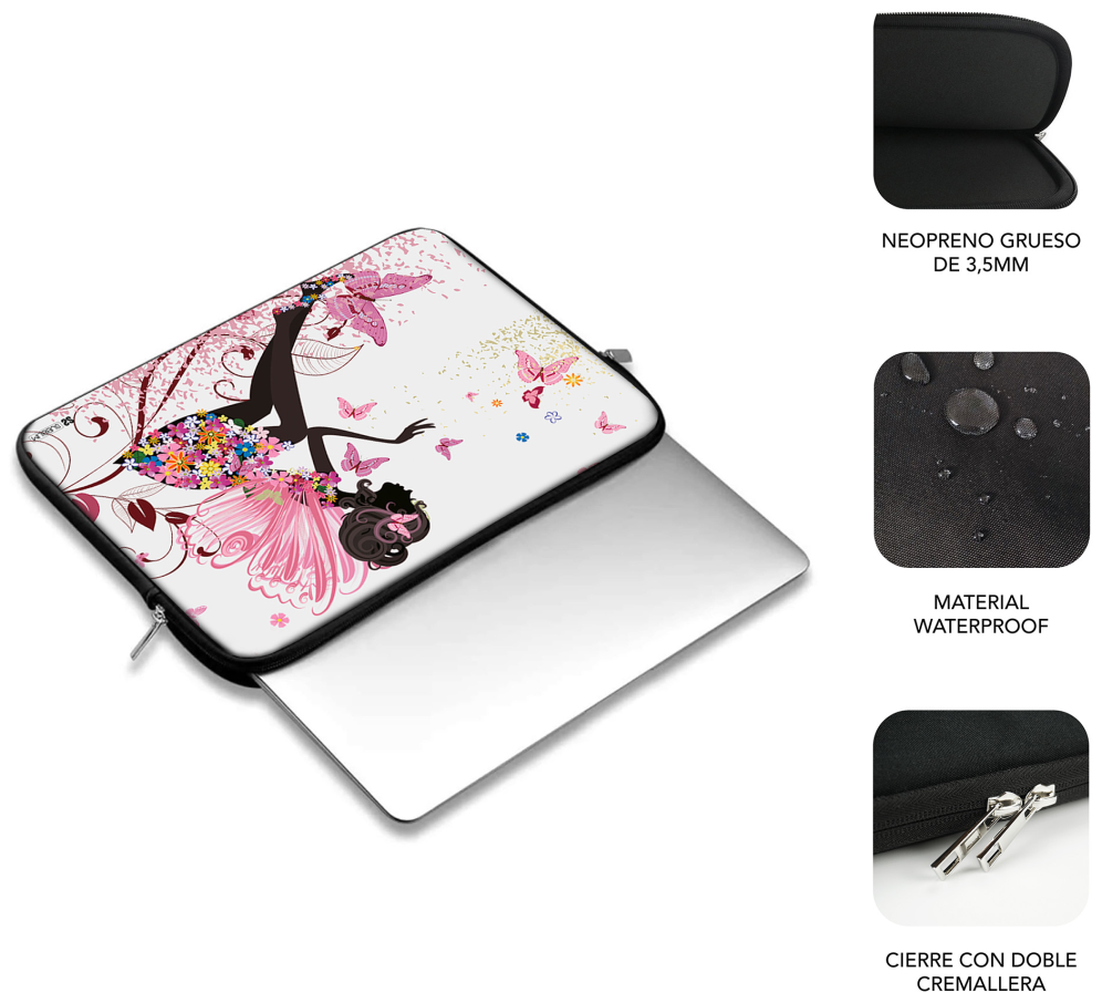 FUNDA PORTATIL SUBBLIM TRENDY SLEEVE NEO HADA 13,3-14" - detalle