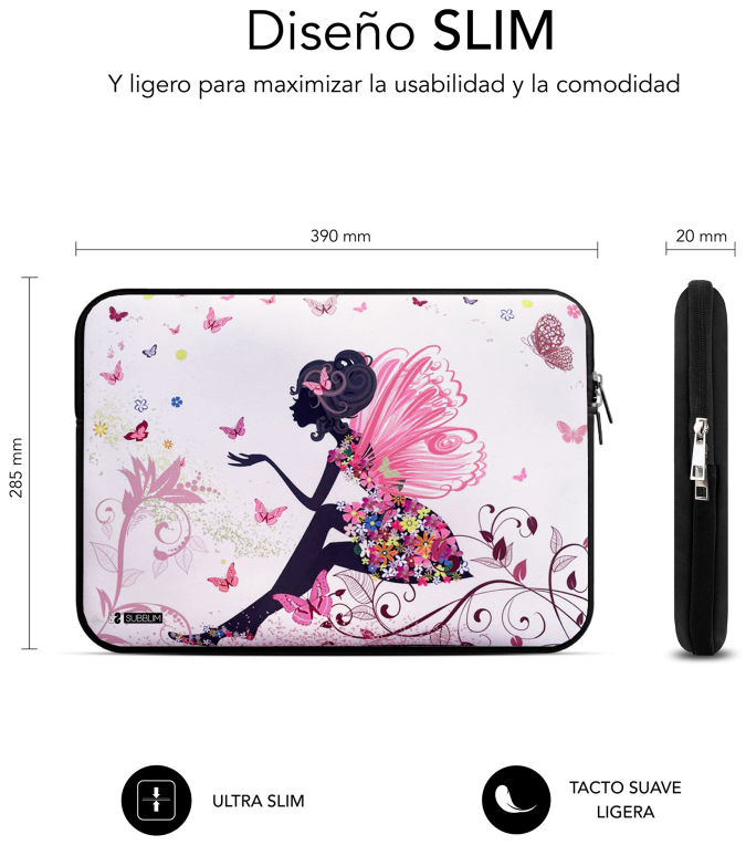 FUNDA PORTATIL SUBBLIM TRENDY SLEEVE NEO HADA 15,6" - detalle