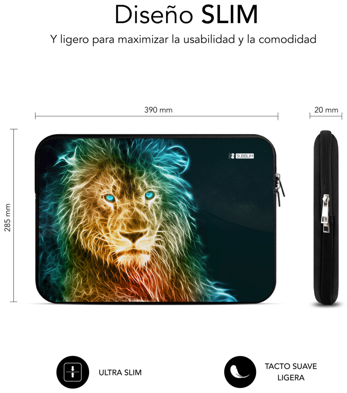 FUNDA PORTATIL SUBBLIM TRENDY SLEEVE NEO LION 15,6" - detalle