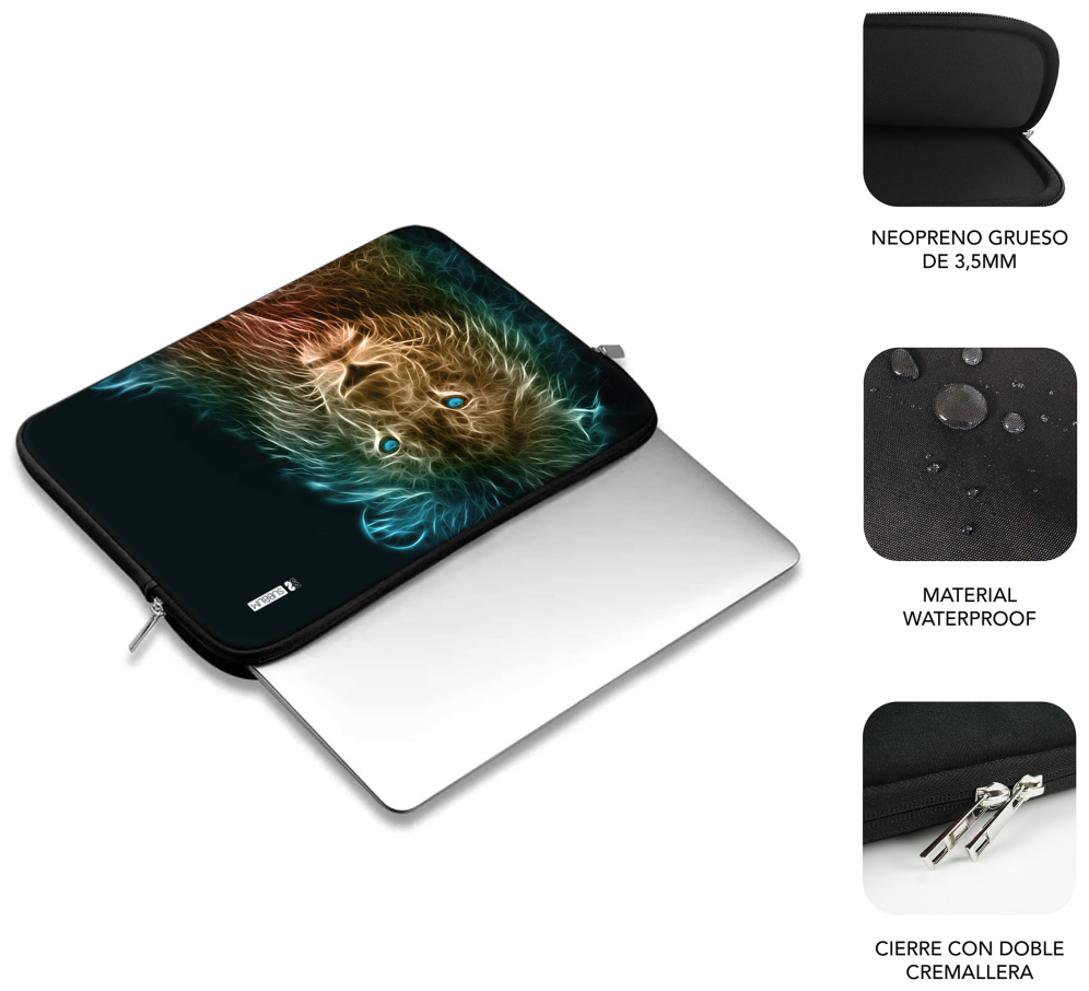 FUNDA PORTATIL SUBBLIM TRENDY SLEEVE NEO LION 15,6" - detalle