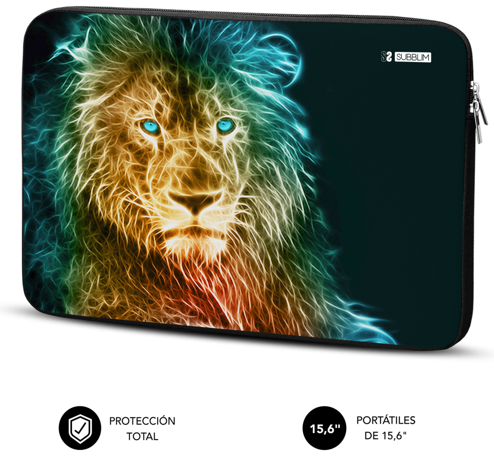 FUNDA PORTATIL SUBBLIM TRENDY SLEEVE NEO LION 15,6" - detalle