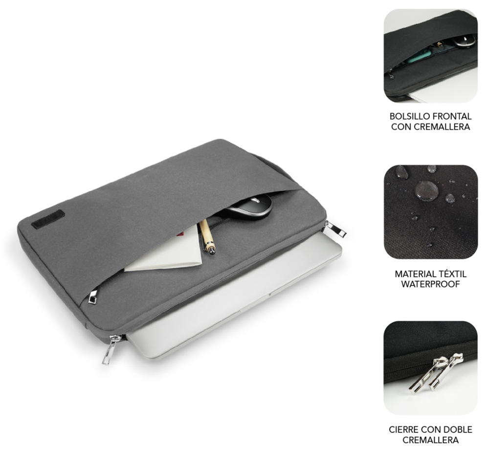 FUNDA PORTATIL SUBBLIM URBAN LAPTOP SLEEVE 13,3-14" GREY - detalle