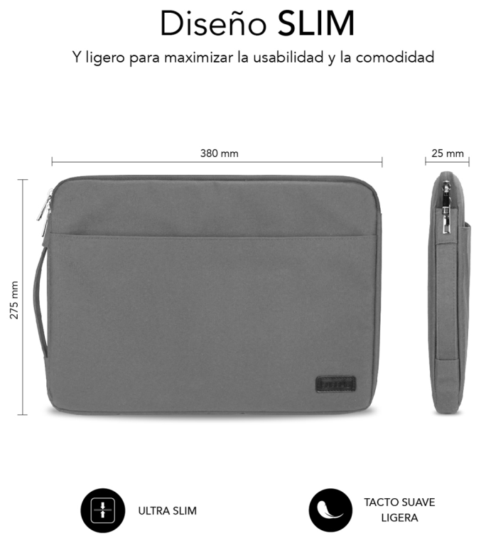 FUNDA PORTATIL SUBBLIM URBAN LAPTOP SLEEVE 13,3-14" GREY - detalle