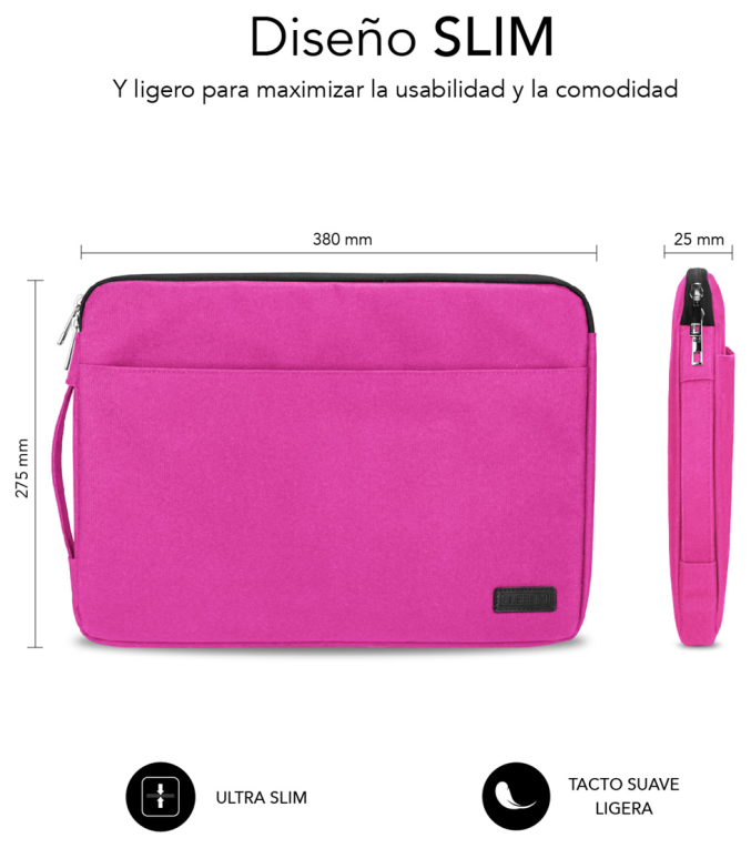 FUNDA PORTATIL SUBBLIM URBAN LAPTOP SLEEVE 13,3-14" PINK - detalle