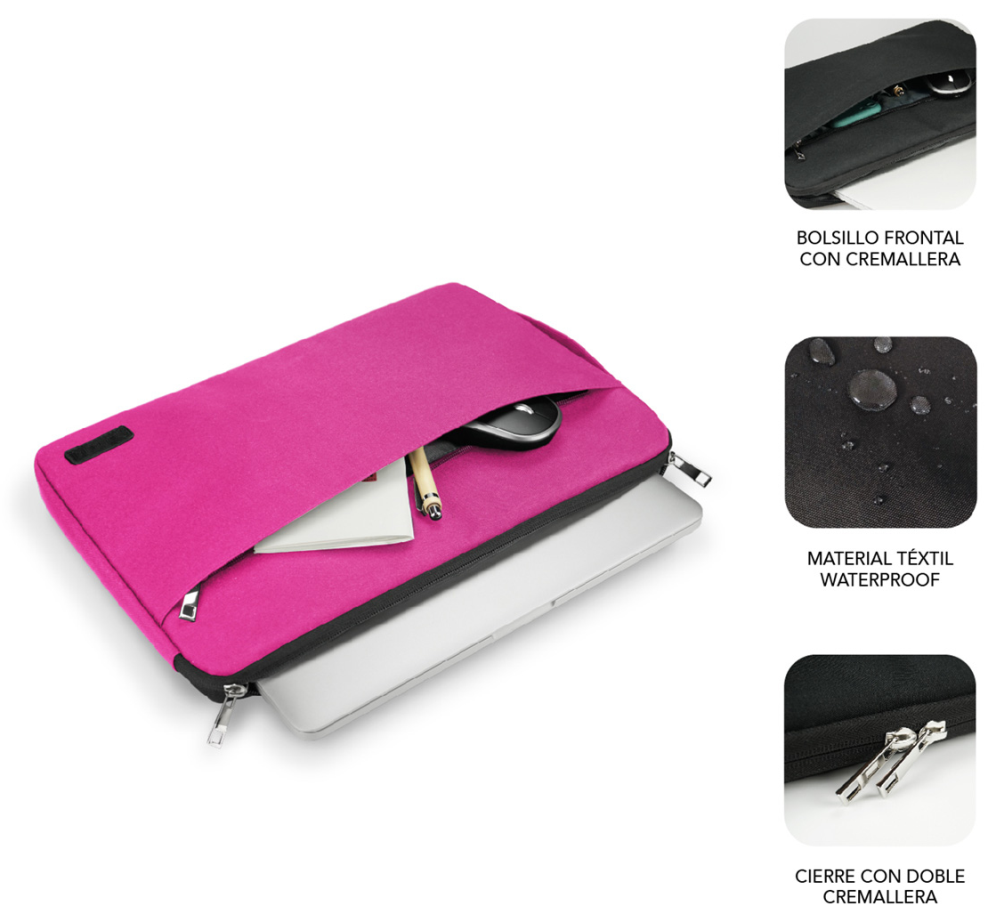 FUNDA PORTATIL SUBBLIM URBAN LAPTOP SLEEVE 13,3-14" PINK - detalle