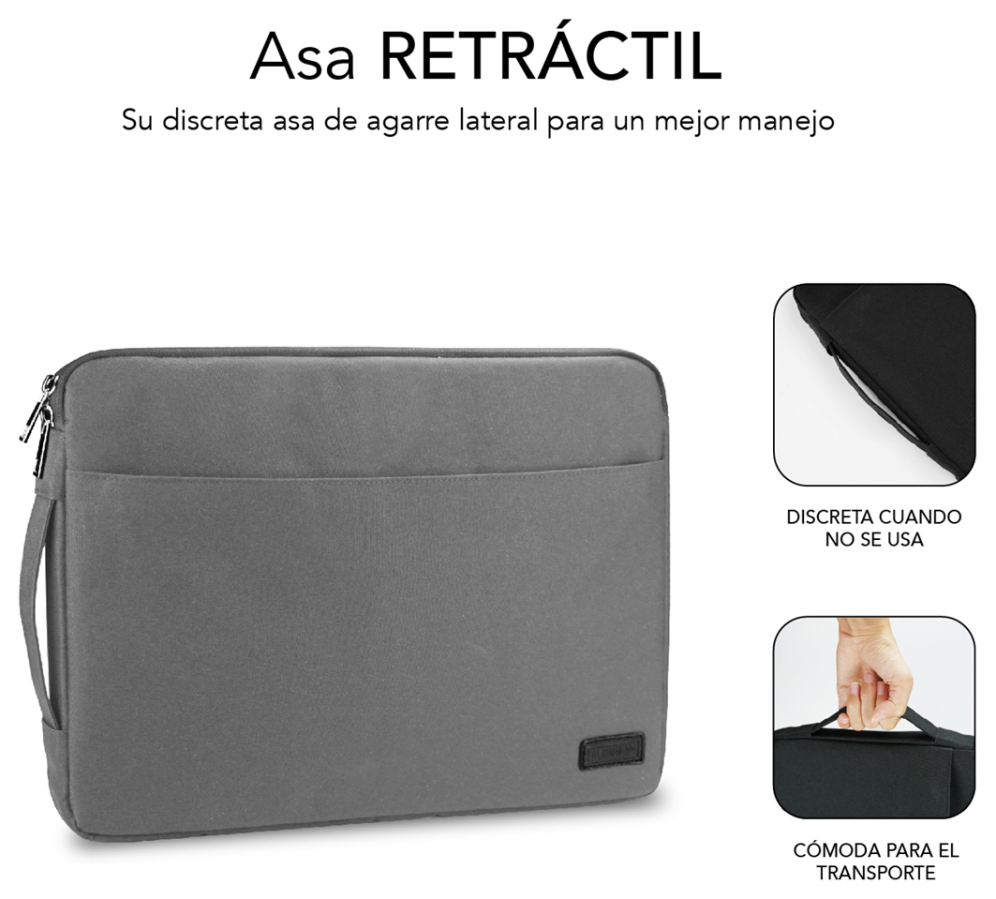 FUNDA PORTATIL SUBBLIM URBAN LAPTOP SLEEVE 15,6" GREY - detalle