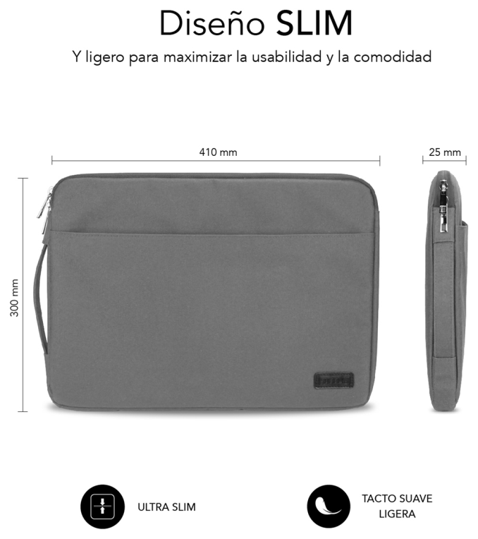 FUNDA PORTATIL SUBBLIM URBAN LAPTOP SLEEVE 15,6" GREY - detalle