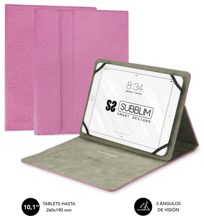 FUNDA TABLET SUBBLIM CLEVER STAND TABLET CASE 10,1" PINK