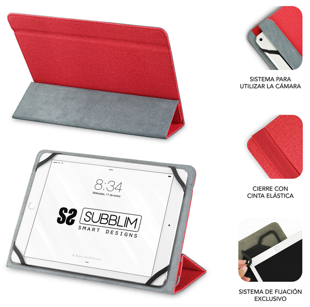 FUNDA TABLET SUBBLIM FREECAM CASE 10,1" RED - detalle