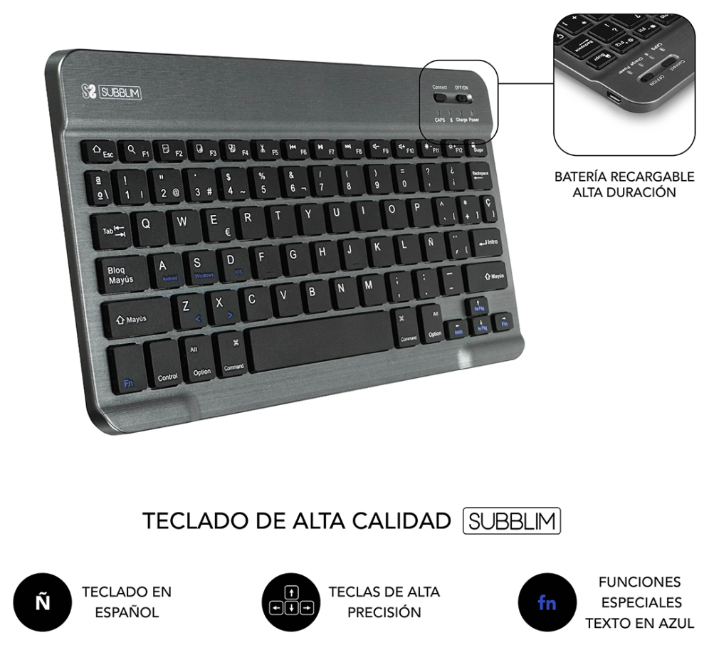 FUNDA TABLET SUBBLIM KEYTAB PRO BLUETOOTH 10,1" BLACK - detalle