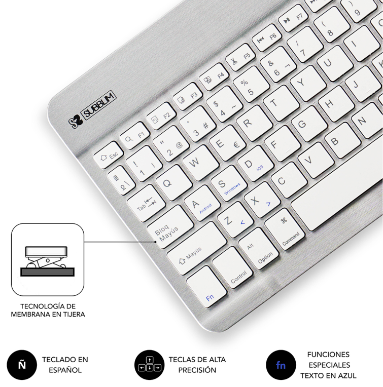 FUNDA TABLET SUBBLIM KEYTAB USB 10,1" ENGLAND - detalle