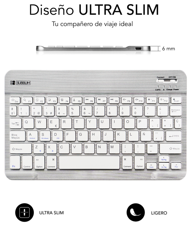 FUNDA TABLET SUBBLIM KEYTAB USB 10,1" ENGLAND - detalle