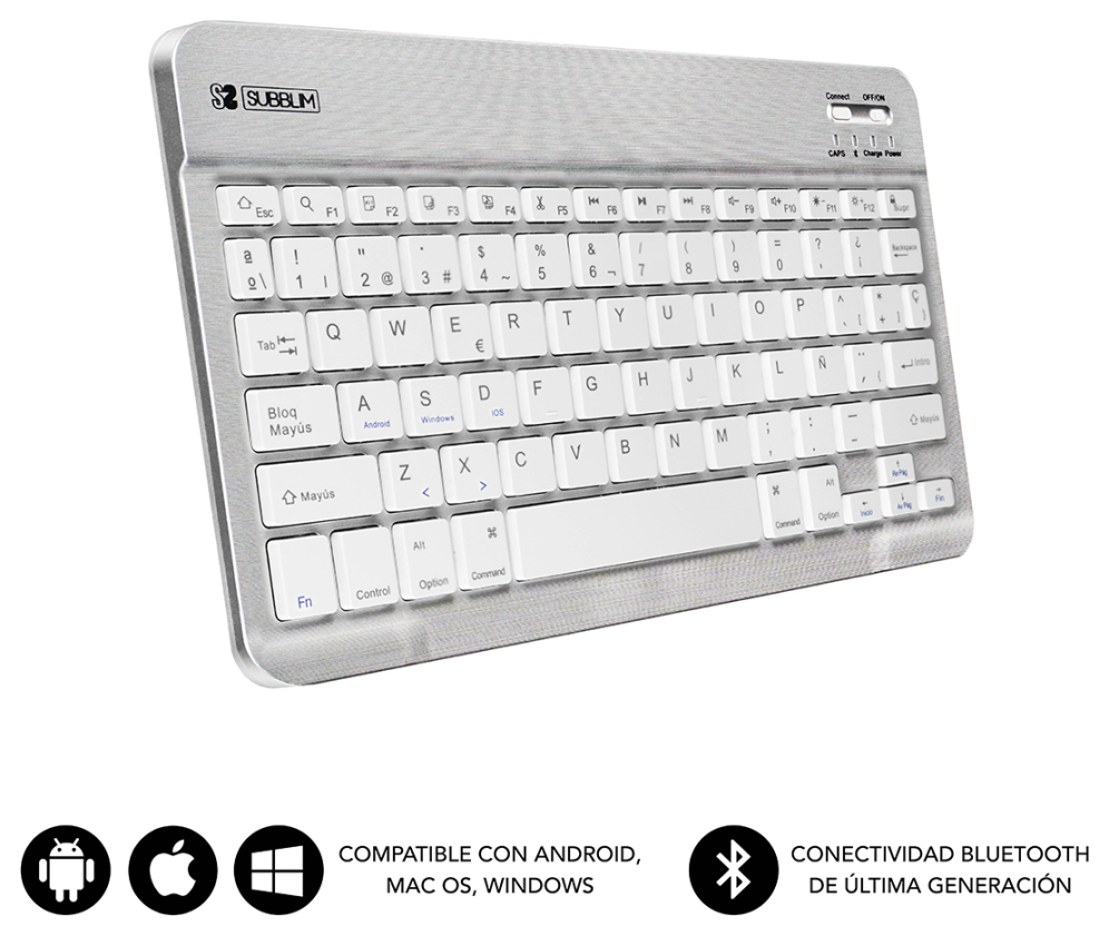 SUBBLIM Teclado Bluetooth Smart BT Keyboard Silver