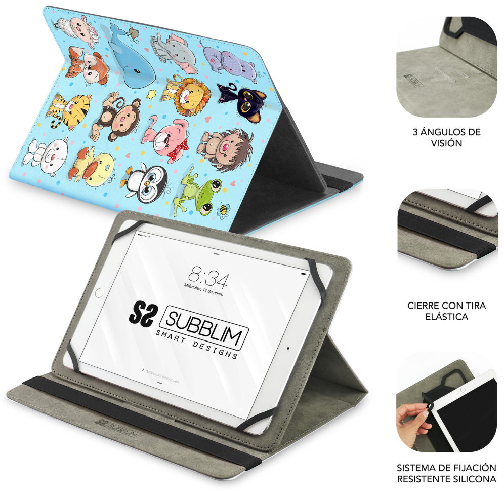 FUNDA TABLET SUBBLIM TRENDY CASE ANIMALS 11" - detalle