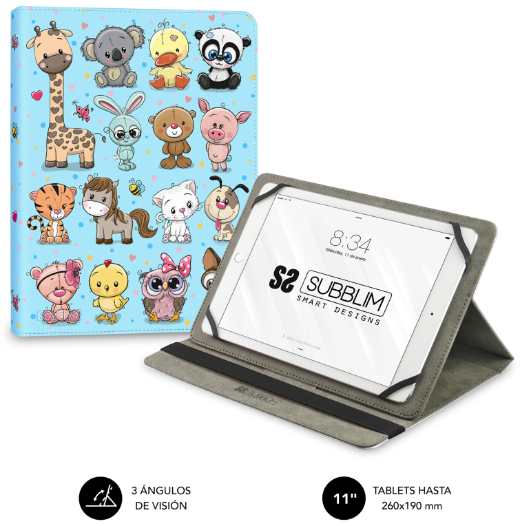 FUNDA TABLET SUBBLIM TRENDY CASE ANIMALS 11" - detalle