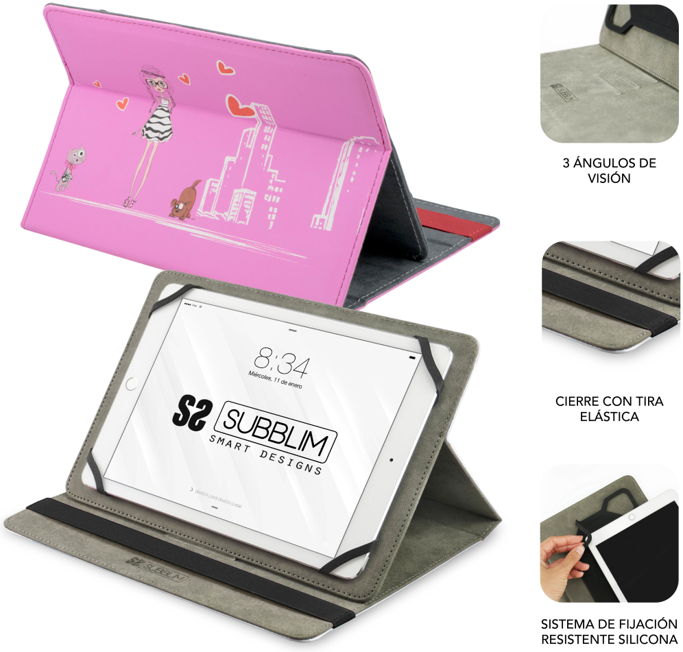 FUNDA TABLET SUBBLIM TRENDY CASE FASHION GIRLS 10.1" - detalle