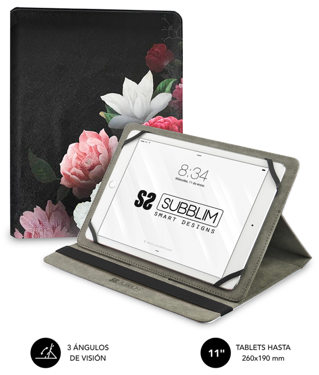 FUNDA TABLET SUBBLIM TRENDY CASE ROSAS 11" - detalle
