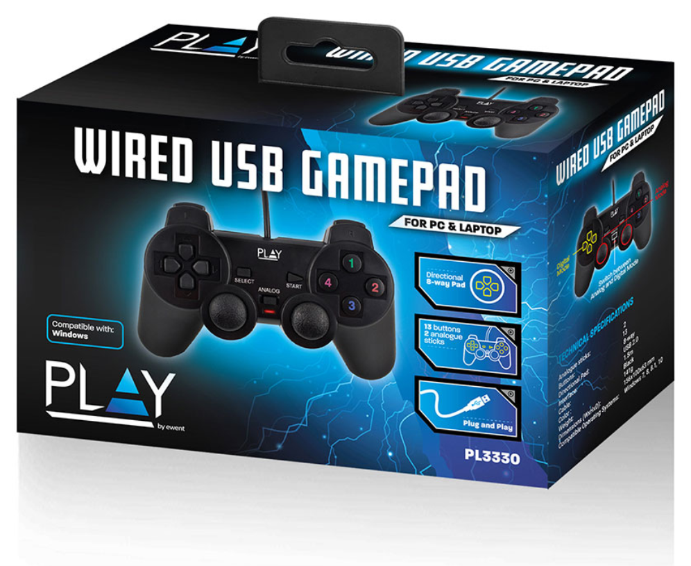 GAMEPAD EWENT PC - CONSOLA CABLE USB 1,5M - detalle