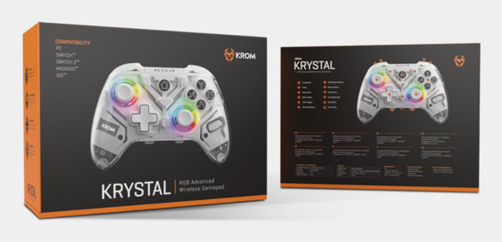 GAMEPAD KROM KRYSTAL INALAMBRICO RGB BT 5.0 - detalle