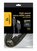 Cable HDMI Gembird de 1.8 m con conectores micro HDMI macho a HDMI macho, negro, para conexiones de alta calidad.