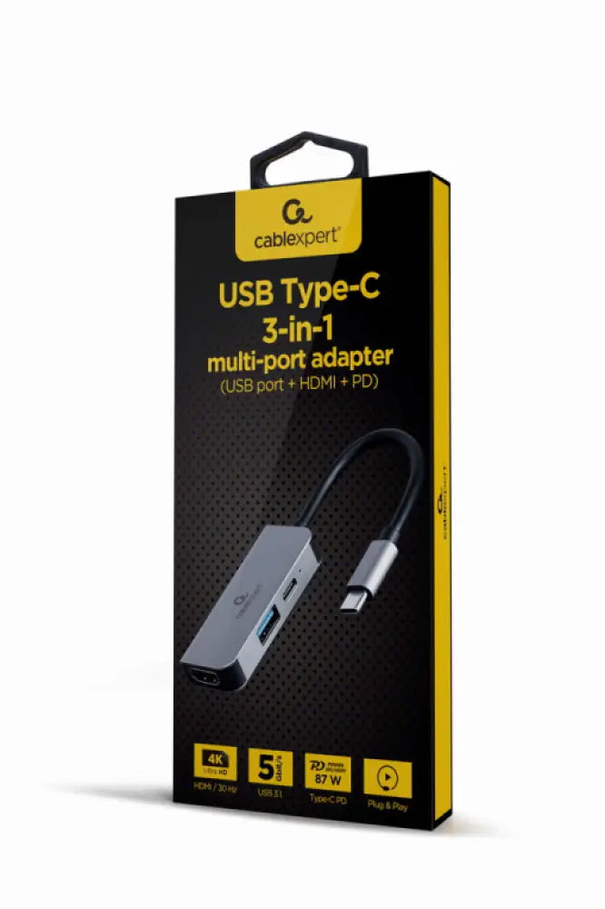 Gembird A-CM-COMBO3-02 base para portátil y replicador de puertos Alámbrico USB 3.2 Gen 1 (3.1 Gen 1) Type-C Plata