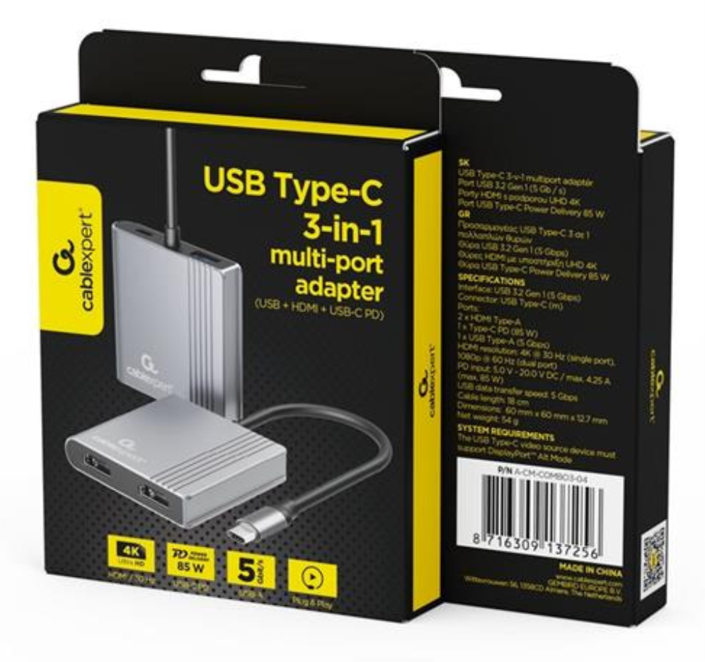 GEMBIRD A-CM-COMBO3-04 ADAPTADOR USB-C - detalle