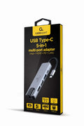 Gembird A-CM-COMBO5-04 base para portátil y replicador de puertos Alámbrico USB 3.2 Gen 1 (3.1 Gen 1) Type-C Plata